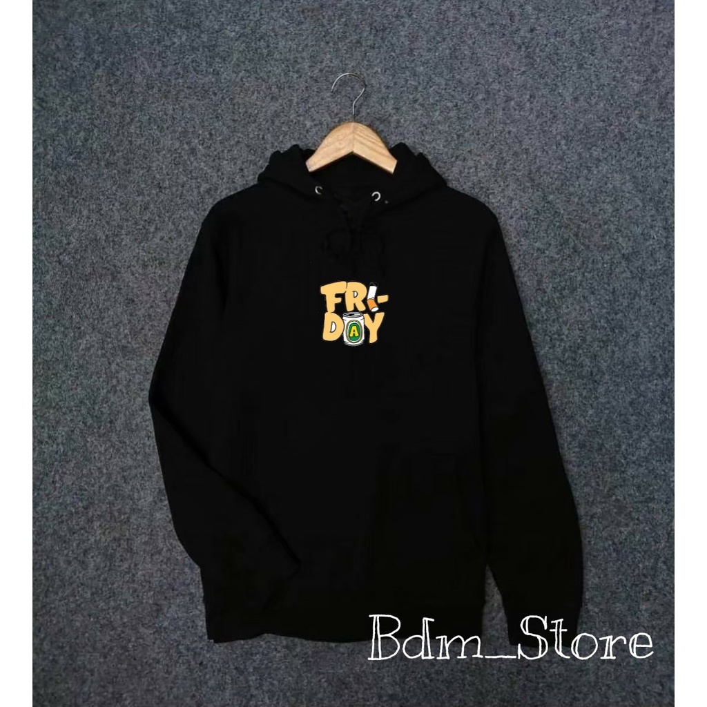 Sweater Hoodie Pria Original Distro Hitam Black Motif Size M-XXL Bahan Cutton Fleece