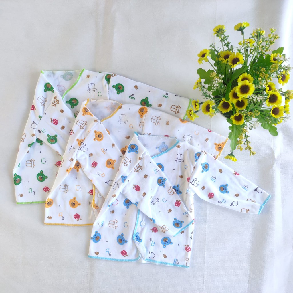 3 pcs Baju Atasan Bayi Lengan Panjang Putih Motif Panda