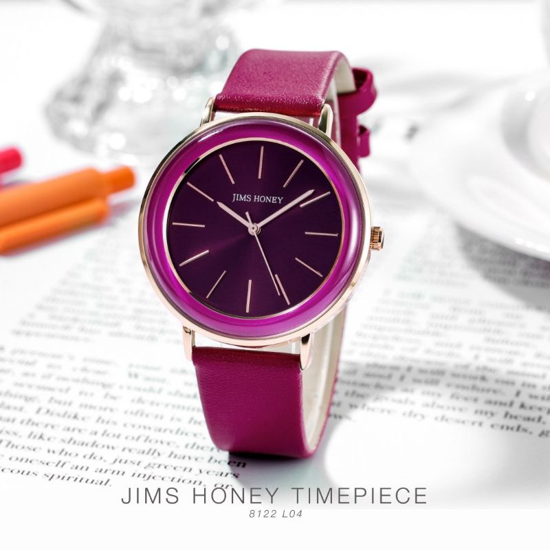 JAM TANGAN WANITA CEWE  8122 WANITA JIMSHONEY KULIT PROMO DISKON