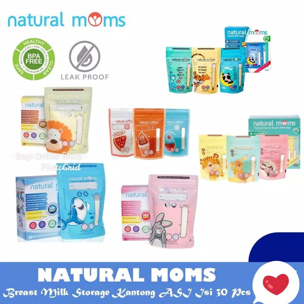 Kantong Asi Natural Moms Kantung Asi Breast Milk Bag 100ml 120ml Thermal Sensor (30pcs)