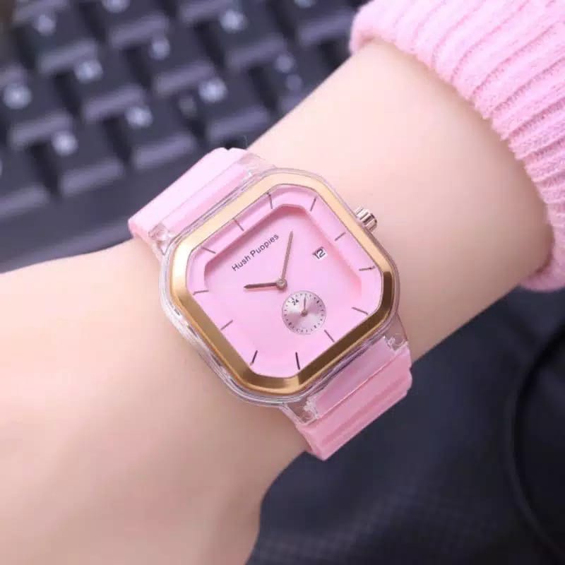 JAM TANGAN WANITA HURSPUPIERS KOTAK TANGGAL / CRONO HIASAN HP-60