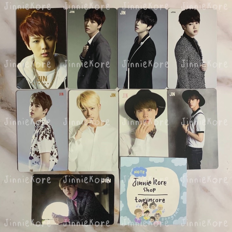 BTS JIN JAPAN ALBUM OFFICIAL PHOTOCARD NO MORE DREAM BOY IN LUV DANGER WAKE UP FOR YOU I NEED U RUN 