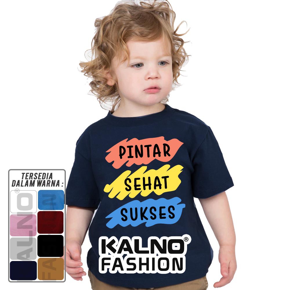 Baju Anak Print pintar sehat sukses 800 - Ukuran S M L XL Bahan Katun polyester