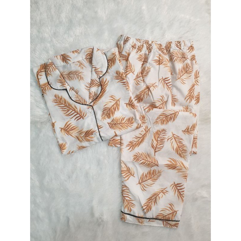 Baju Tidur Piyama Wanita/Cewek Pajamas Dewasa Katun Motif Daun Mocca/Mocca Leaf