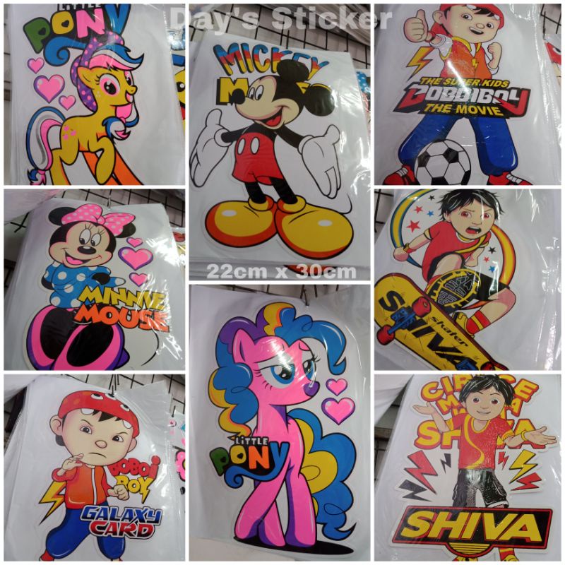 

STICKER BOBOIBOY, MICKEY MOUSE, SHIVA, KUDA PONY, ECERAN / GROSIR