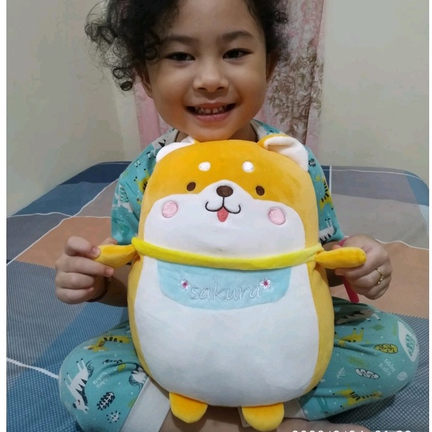 Bantal Boneka Sakura Shiba Inu Lucu Lembut Mainan Anak Perempuan Terbaru Berlabel SNI