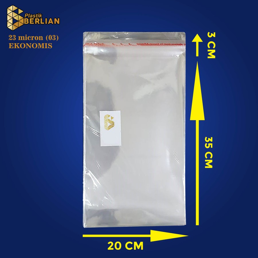 

20 x 35 cm Plastik OPP EKONOMIS 23micron (100 lbr) (lem/seal)