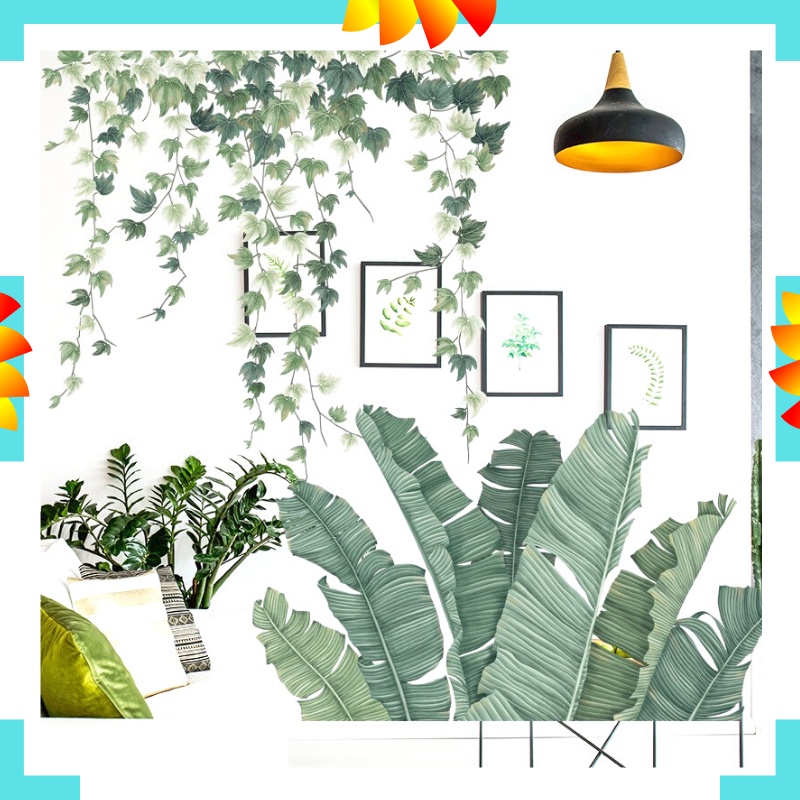 WALL STICKER Q 46 STIKER DINDING WALLSTIKER WALLSTICKER DAUN PISANG KAKTUS PALEM HIJAU MONSTER MONTERA MONSTERA LEAF UNTUK CAFE DEKORASI RUMAH RUANG TIDUR TAMU WALLPAPER KERAMIK KRAMIK PINTU JENDELA KACA KAMAR MANDI TEGEL TEMBOK LEMARI DAPUR MINIMALIS