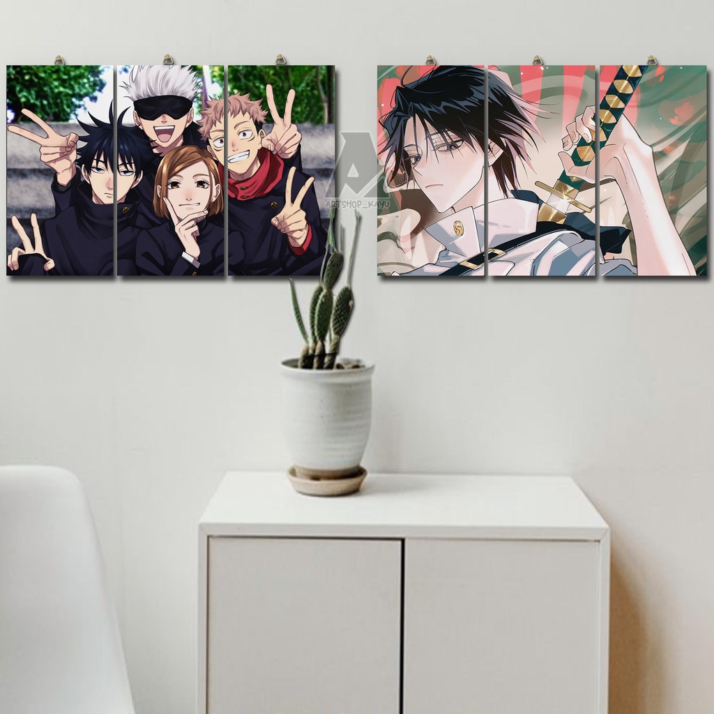 Hiasan Dinding poster kayu ANIME JUJUTSU KAISEN walldecor. pajangan rumah dekorasi