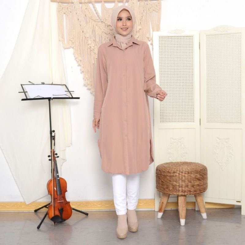 READY!! HANA XXXXXL LONG TUNIK WANITA MUSLIM JUMBO POLOS SHAKILA PREMIUM BUSUI LD120&amp;140 TERMURAAH