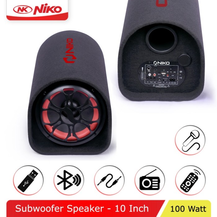 Speaker Bluetooth NIKO GL10 Subwoofer Car Speaker 10 inch 100 Watt - Speaker Tabung