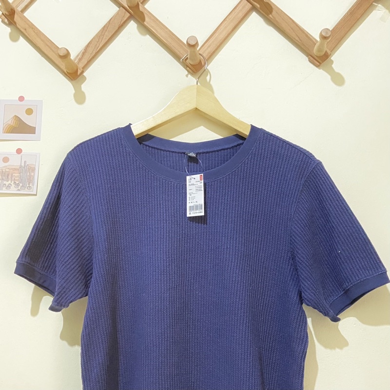 rajut waffle uniqlo lengan pendek