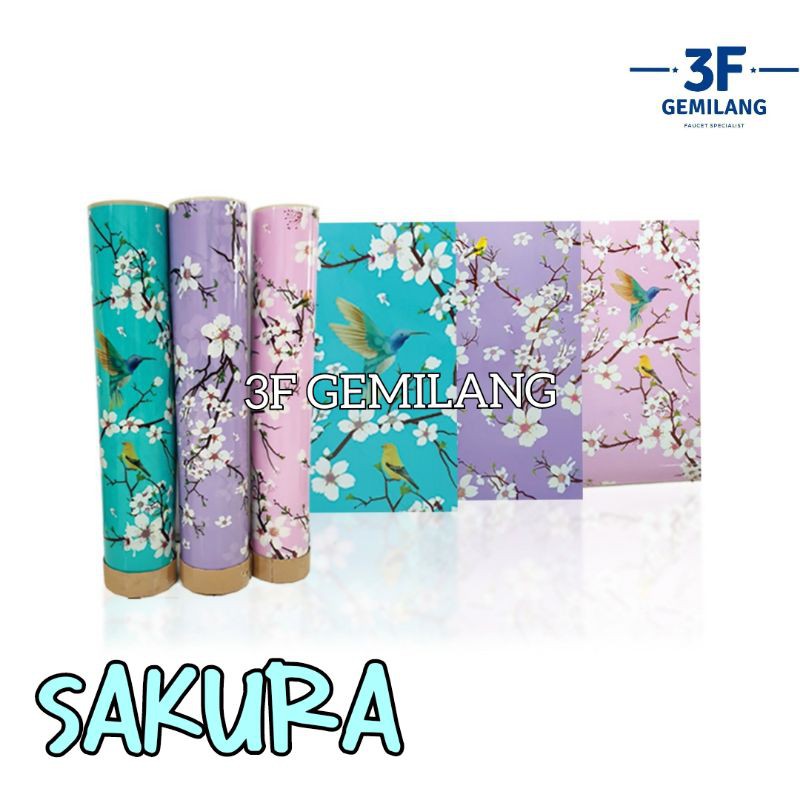 Fiber Plastik Pelapis Penutup Pagar Rumah Motif Bunga SAKURA Meteran