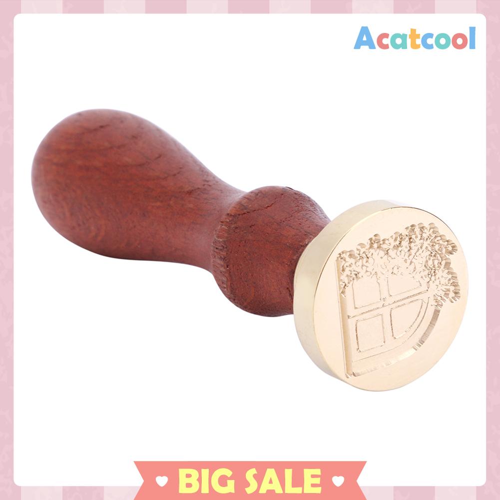 Stempel Segel Lilin DIY Desain Tanaman Retro Bahan Metal Gagang Kayu