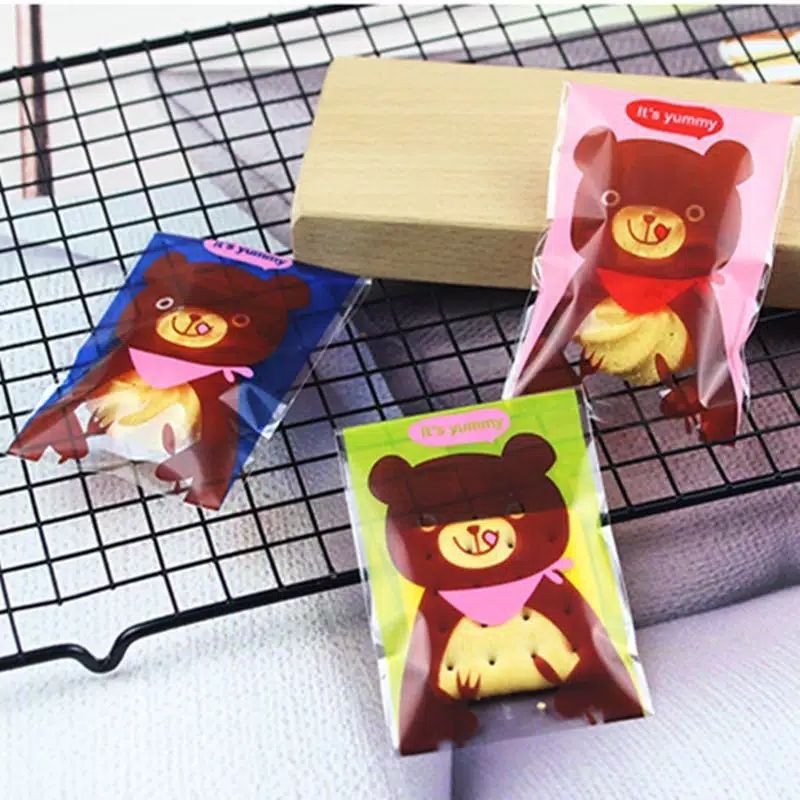 

20pcs 20pcs Cute Little Bear Cookies Bag/kantong plastik biskuit/souvenir hampers