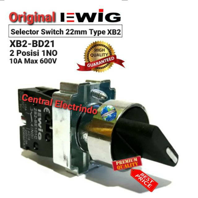 Selector Switch EWIG 22mm XB2-BD21 2Posisi 1NO 10A/600V.