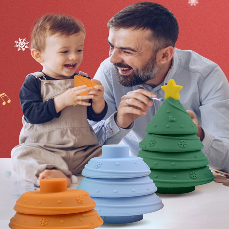 Mainan Pohon Natal Bahan Silikon Untuk Edukasi Anak