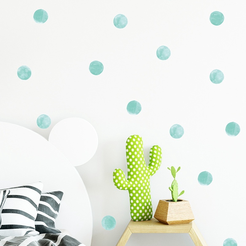 Creative Simple Removable Green Polka Dot PVC Wall Sticker for Kindergarten Bedroom Decoration 20x30cm