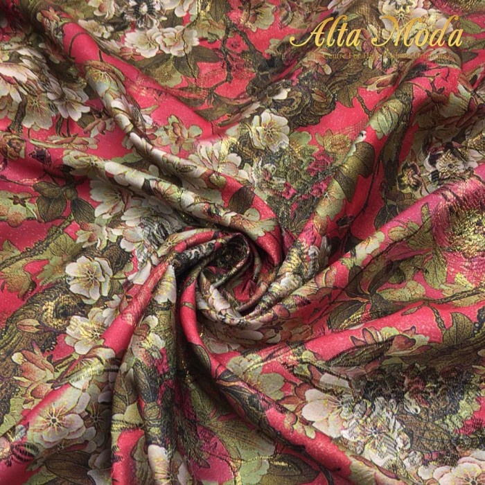 Alta Moda Kain Jacquard Lurex Motif Nude Floral - Fuschia (0.5M)