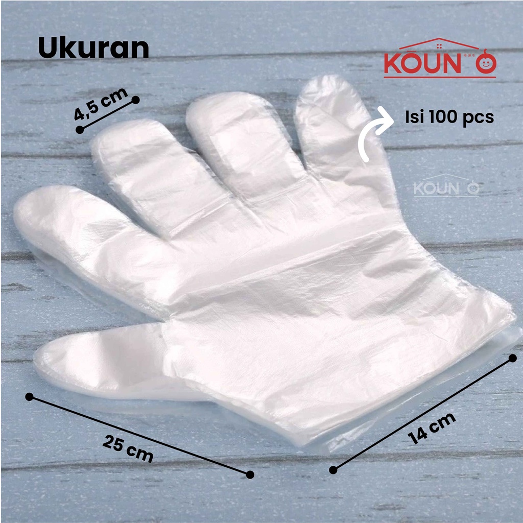 Sarung Tangan Plastik Sekali Pakai isi 100 Pcs Transparan Food Grade Disposable Plastic Gloves