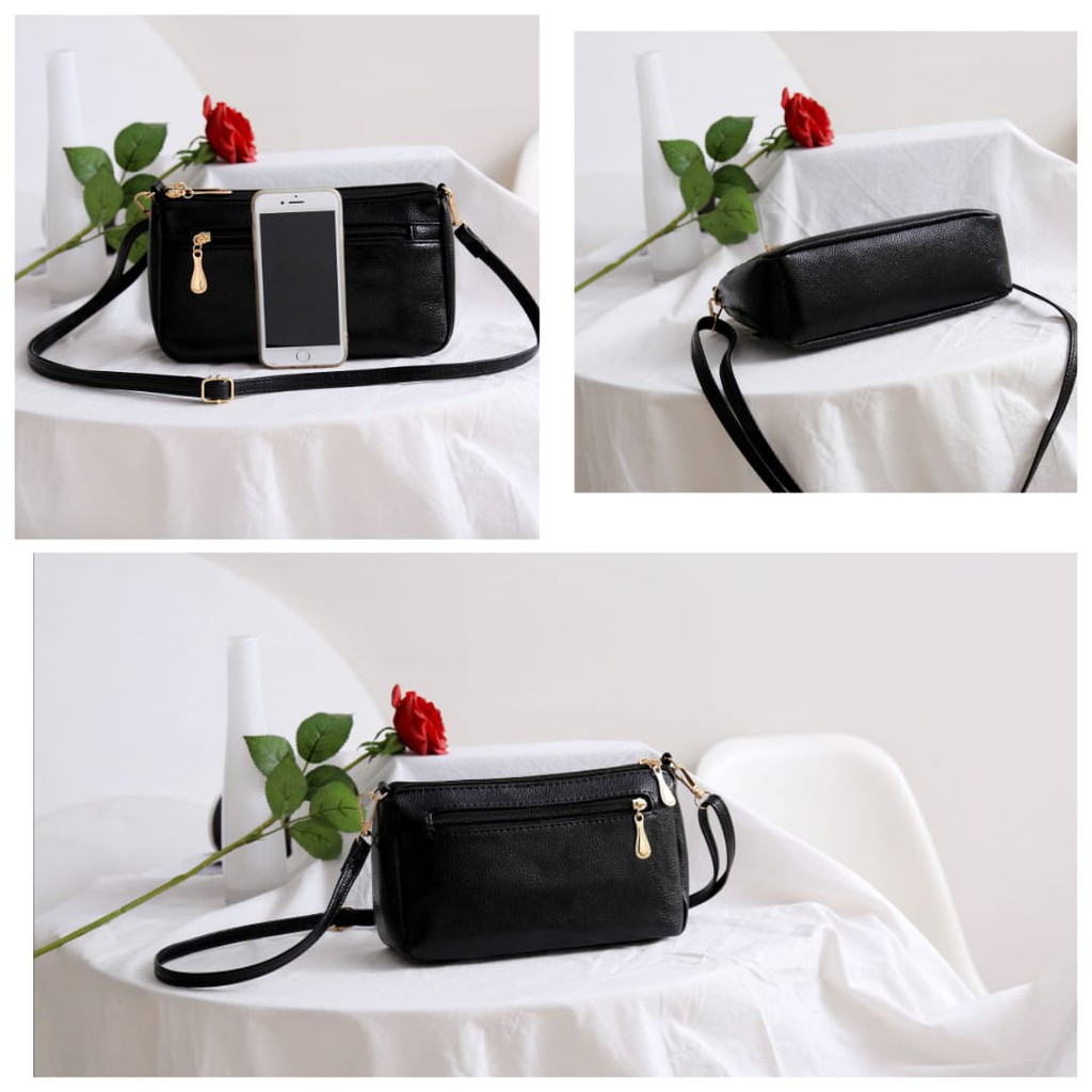 TAS WANITA SELEMPANG PESTA KULIT HITAM TA173B5 SHANDIA IMPORT KOREA PREMIUM SLING BAG FASHION BATAM