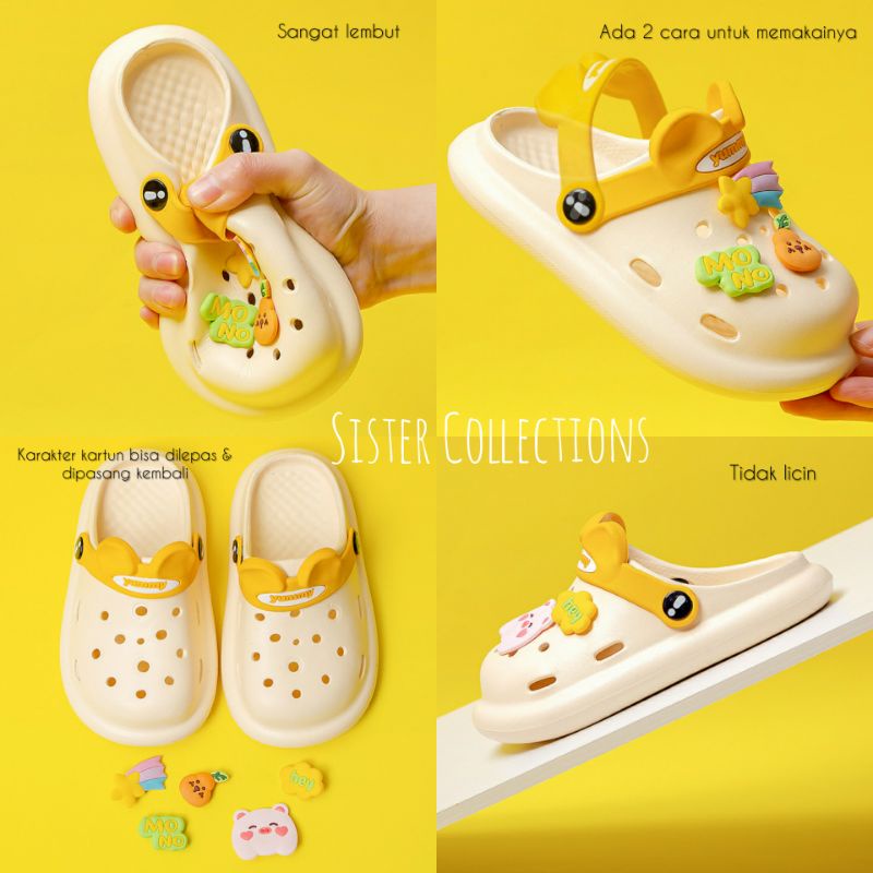 Sepatu Sandal Slop Anak Karakter Kartun Ceerful Mario Model Crocs