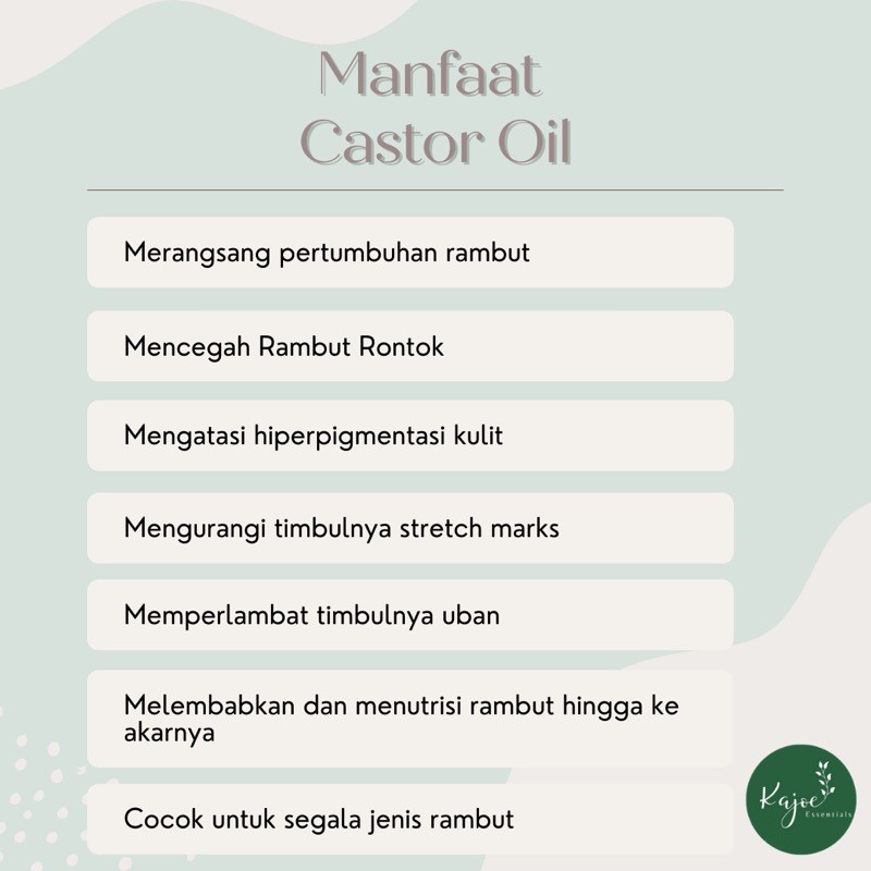 KAJOE Castor Pure Carrier Oil Minyak Jarak Murni Serum Perawatan Rambut Rontok Penumbuh Rambut