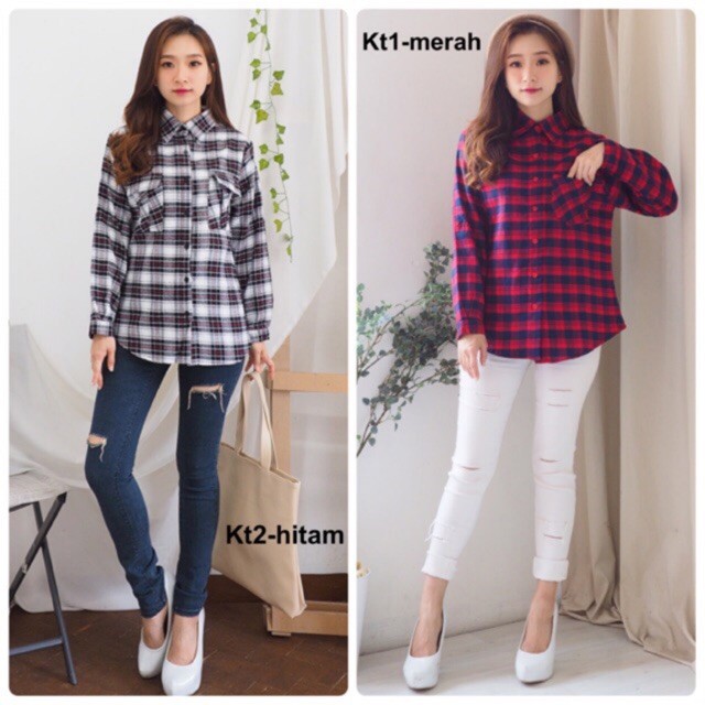 Chamele Kemeja Wanita Model Flanel basic &amp; oversize 2120 / 2209