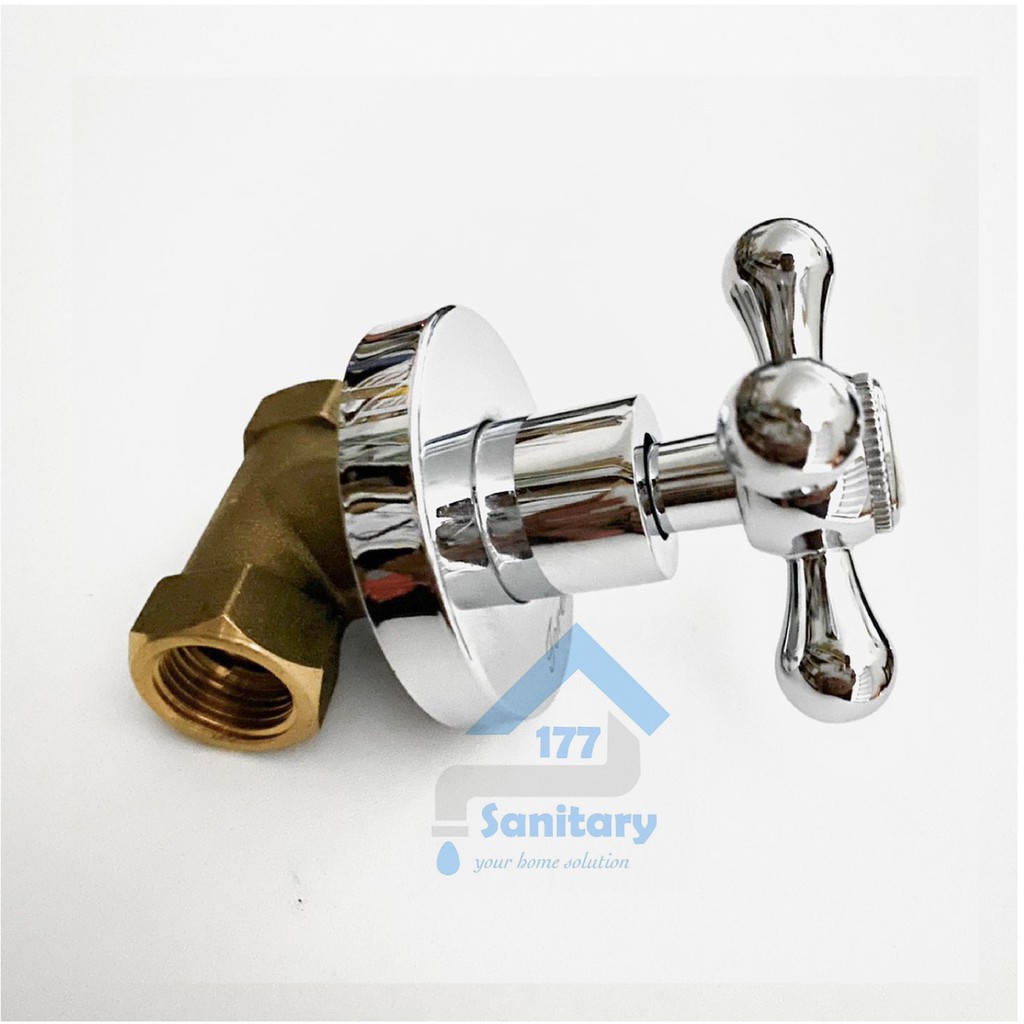 Stop kran tanam kuningan Baling minimalis 6012-keran air shower tembok putaran karet valve brass /h4