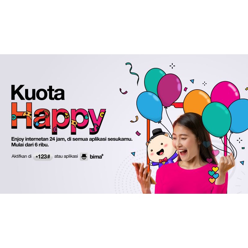KUOTA 3 HAPPY MURAH INJECT 12GB, 18GB, 25GB