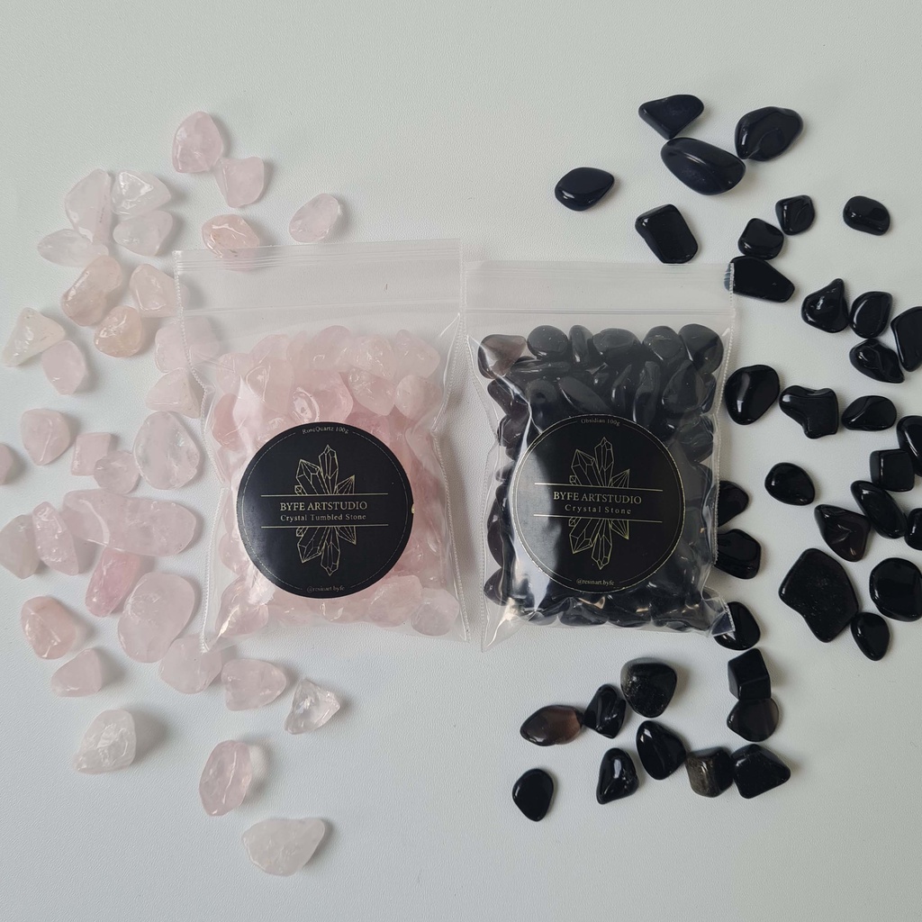 Rose quartz Obsidian CRYSTAL TUMBLED STONE SMALL 100gram