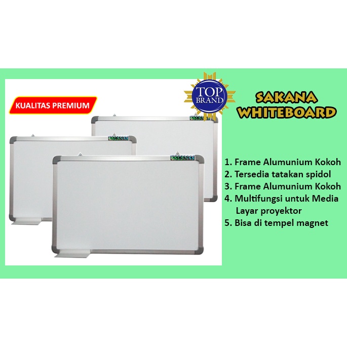 

papan Tulis whiteboard sakana / Papan tulis gantung / whiteboard gantung magnet 45x60