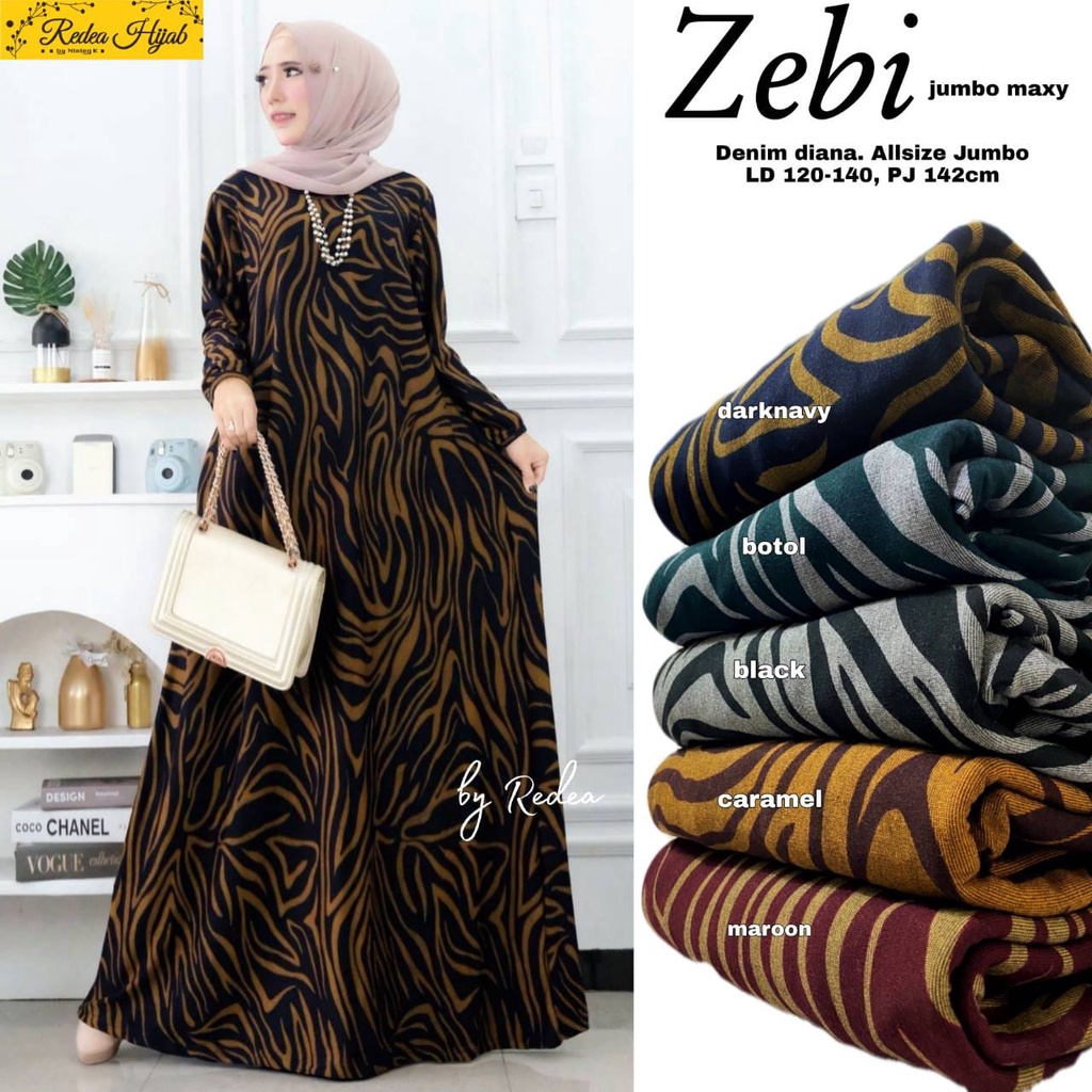 Baju Gamis Pesta Big Size Muslim Wanita Harian Kekinian Terbaru 2022 Denim Diana Jumbo XL XXL XXXL L