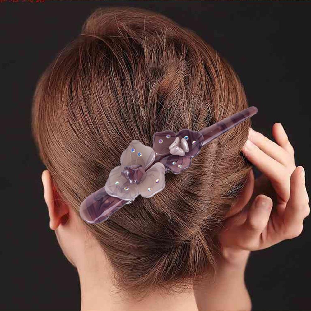 Needway Bunga Jepit Makeup Hair Clamp Panjang Stik Besar Hias Berlian Imitasi Duckbill Hair Grip Jepit Rambut Akrilik