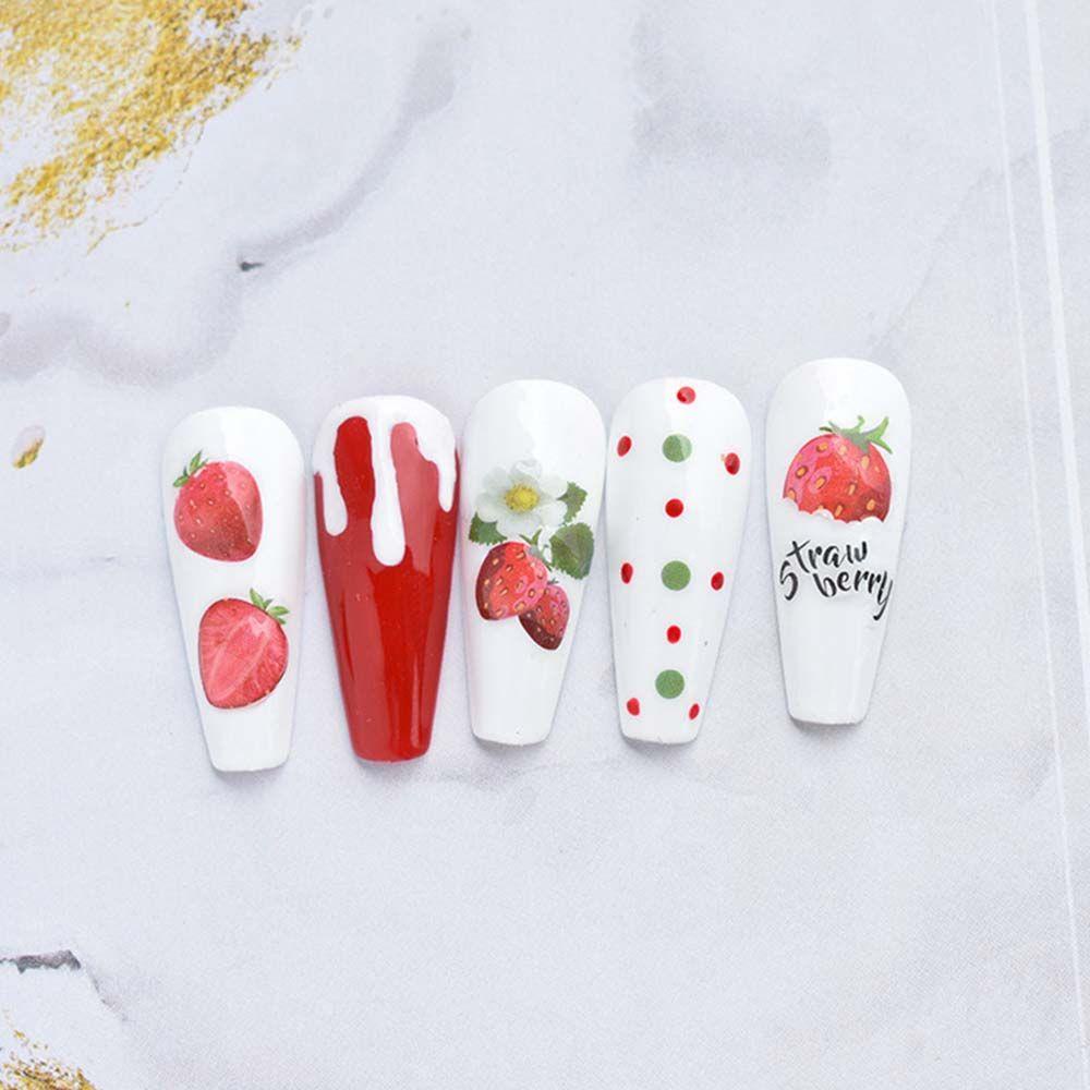 AUGUSTINA Agustina Buah Stiker Kuku 3D Fashion Dekorasi Kuku Manicure Strawberry Alpukat Semangka Nail Decal