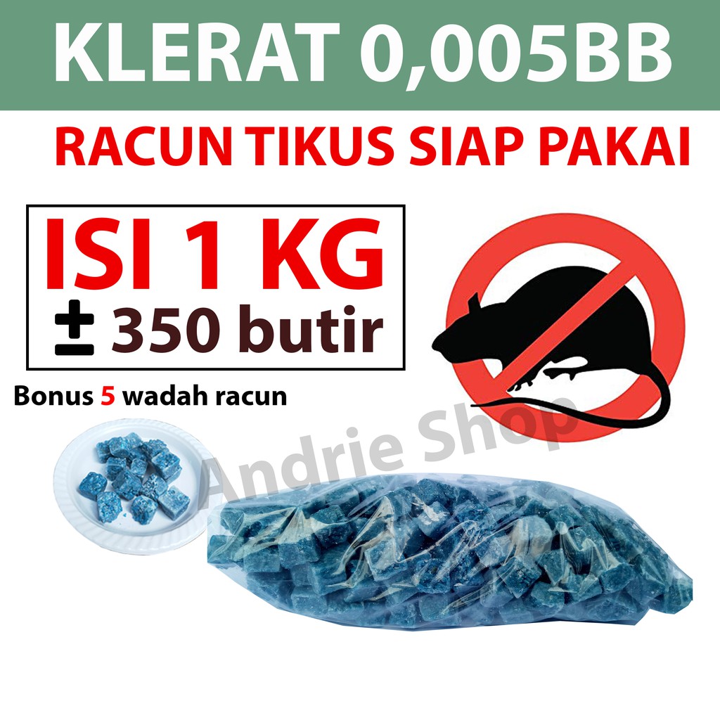 Racun Tikus / Umpan Tikus / Pembasmi Tikus / Anti Tikus KLERAT 0.005 BB Kemasan 1 Kg