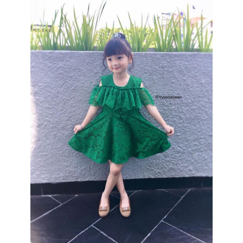DRESS BAJU ANAK PEREMPUAN CANTIK USIA NB-10 TAHUN COUPLE IBU MODEL SABRINA BROKAT