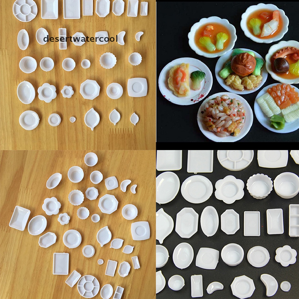 Deid 33pcs / Set Mainan Miniatur Piring + Gelas + Sendok + Garpu Bahan Plastik Untuk Dekorasi Rumah Boneka