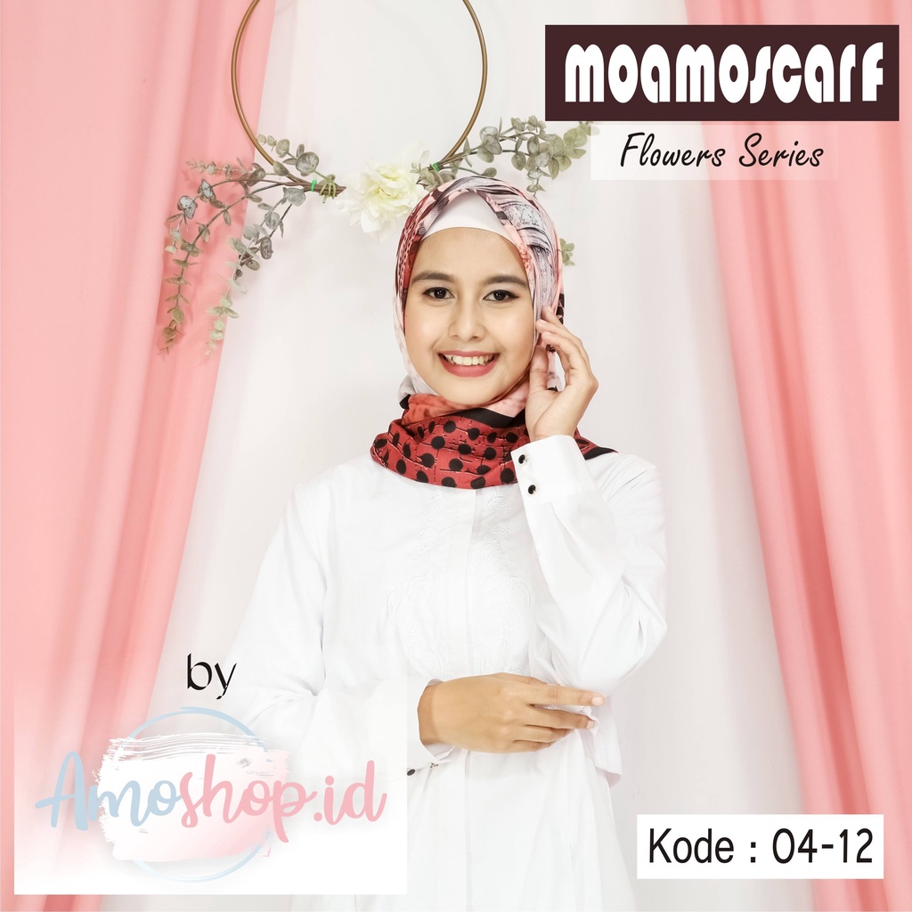 Hijab Motif Segi Empat Kerudung Voal Premium Murah Lasercut Scarf Flower Series