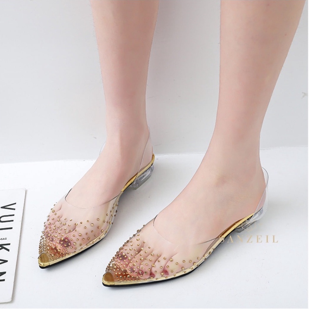 RYX - Rhinestone Sprinkle Sepatu Hak Pump Casual  - Import Premium