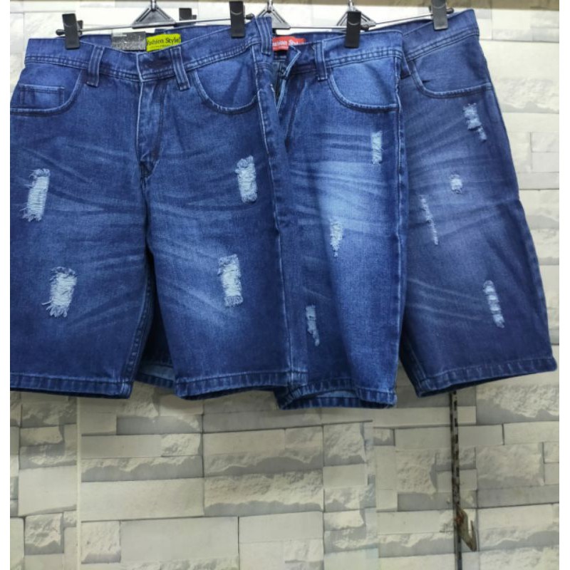 celana jeans pendek cowo | sobek sobek non setret | bahan gak luntur