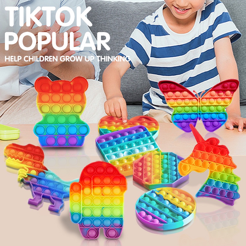 FIDGET TOYS MAINAN POP IT MINI RAINBOW MURAH | FIDGET PUSH POP ITS TOY 10 CM