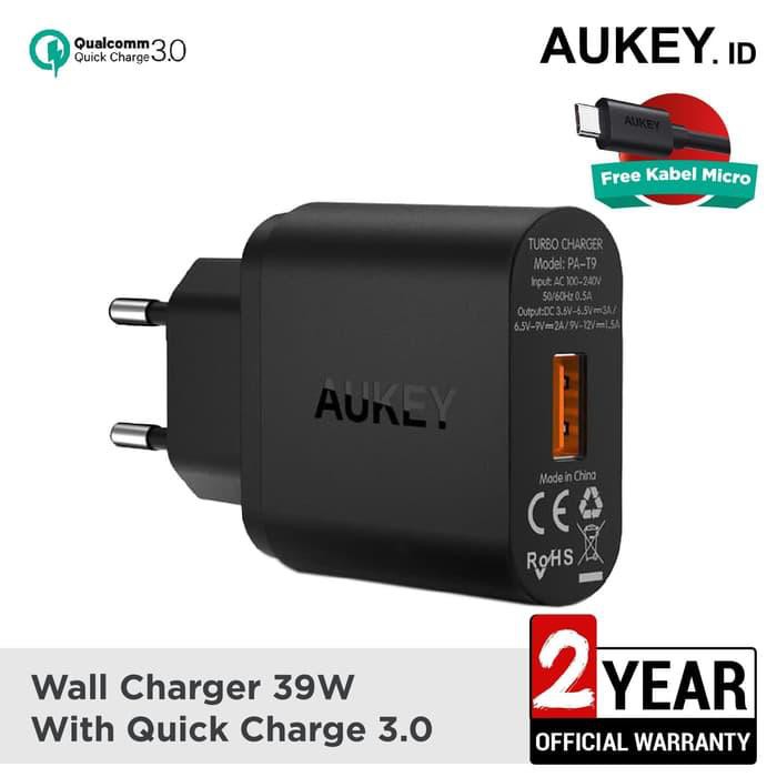 Aukey Charger 1 Port 18W QC 3.0 + Micro USB Cable - SKU : 500001 / 500291