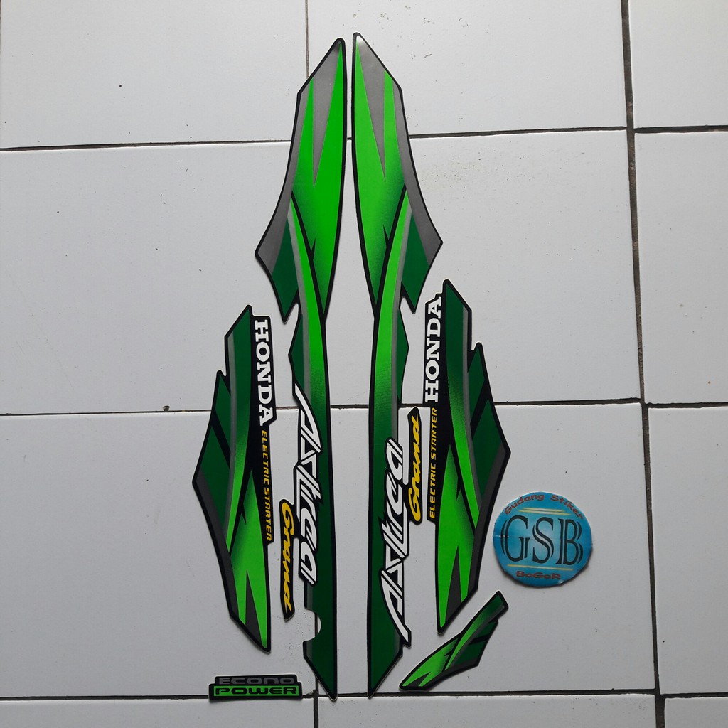 stiker motor honda grand 96 hijau