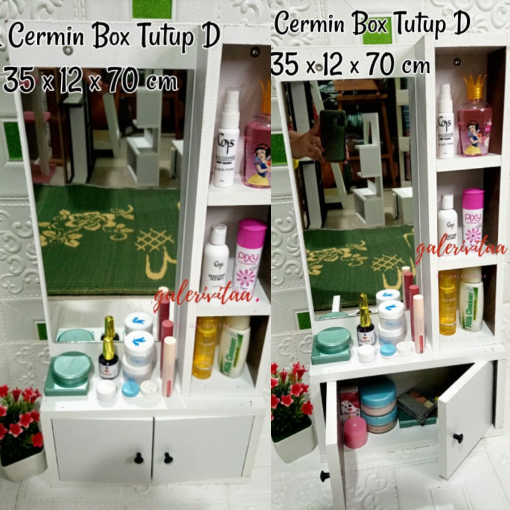 Rak Kaca Kosmetik / Rak Gantung Kosmetik / Rak Make Up Kaca Kode D