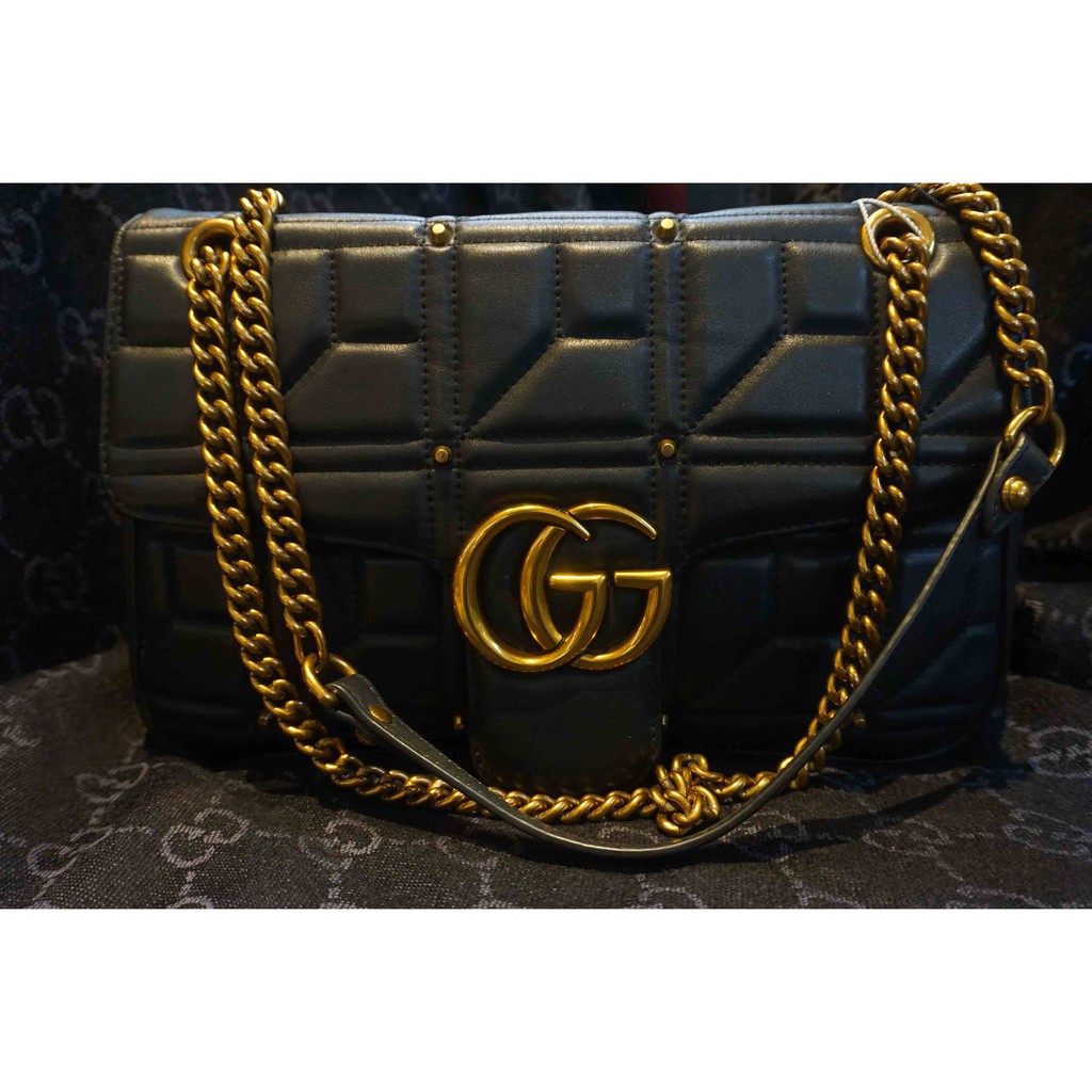 Tas Selempang Rantai Perempuan Gucci Hitam