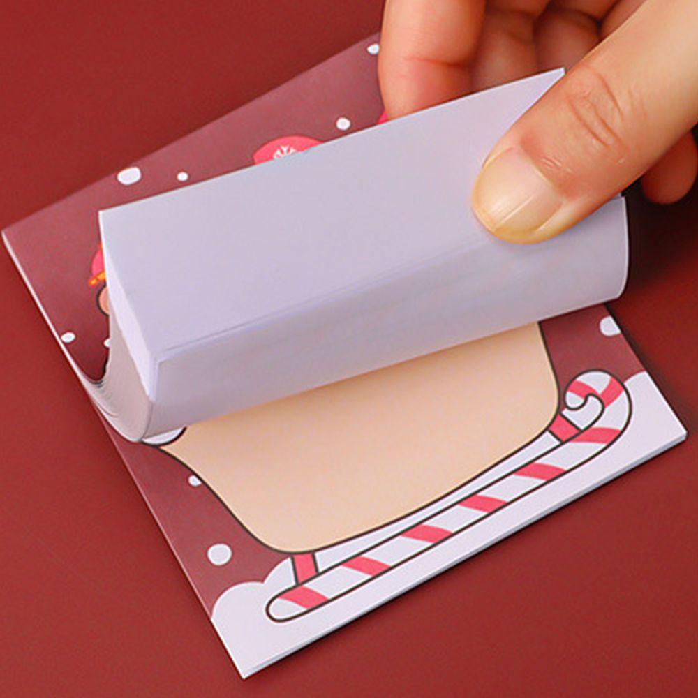 Lanfy Memo Pads Natal Kawaii 50lembar Santa Perlengkapan Kantor Self-Adhesive Postingan Alat Tulis Sticky Notes