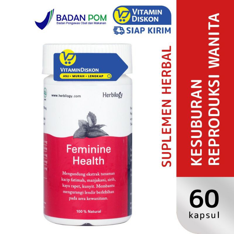 Herbilogy Feminine Health | Suplemen Herbal Kesehatan Kewanitaan BPOM 60 Caps/Btl