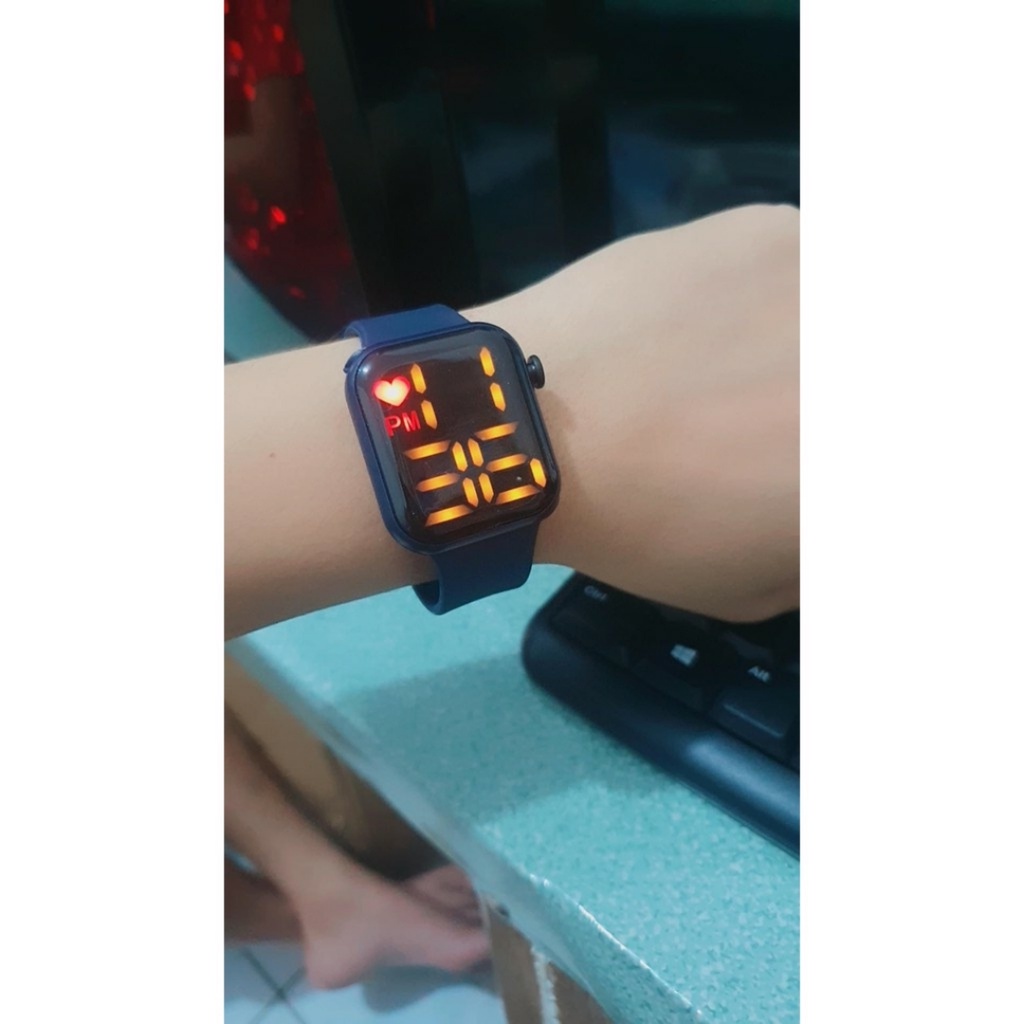 JAM TANGAN RUBBER DIGITAL SEGI HUSH PUPPIES GROSIR MURAH KARET SPORT LED PRIA WANITA COUPLE HP009