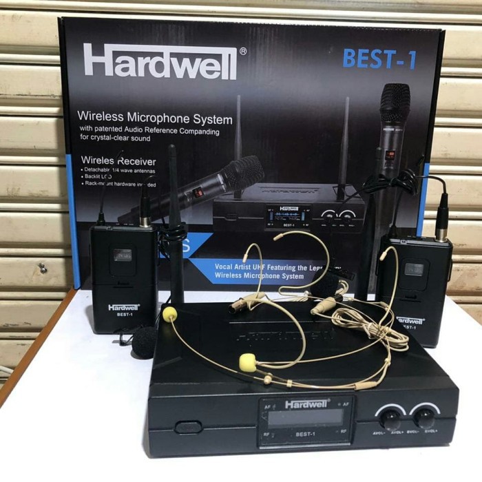 Mic Wireless henset CLIP ON Jepit dada HARDWELL BEST1 BEST 1 Headset Telinga UHF DIGITAL TERBAIK